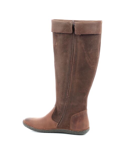 Bottes en Velours de Cuir Hohigh marron foncé