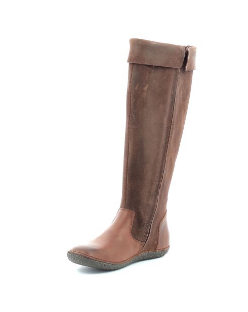 Bottes en Velours de Cuir Hohigh marron foncé