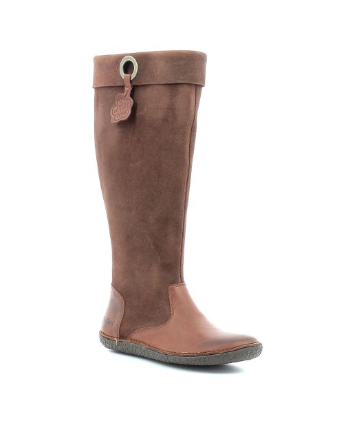 Bottes en Velours de Cuir Hohigh marron foncé