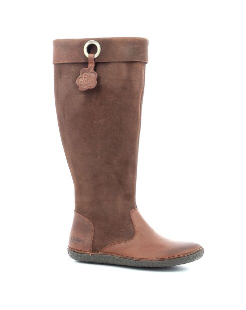 Bottes en Velours de Cuir Hohigh marron foncé