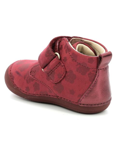 Bottillons en Cuir Sabio à fleurs bordeaux