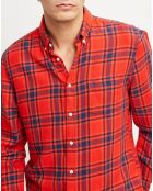 Chemise slim Pilou carreaux rouge/bleu