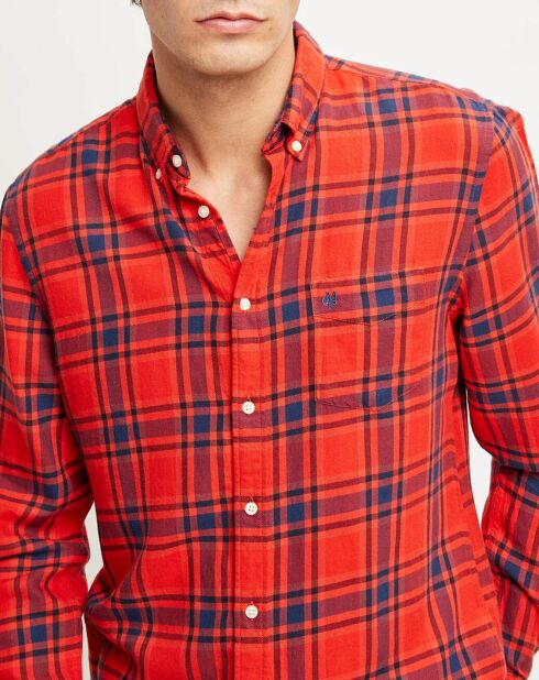 Chemise slim Pilou carreaux rouge/bleu