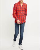 Chemise slim Pilou carreaux rouge/bleu