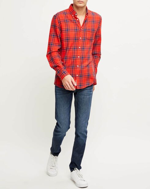 Chemise slim Pilou carreaux rouge/bleu