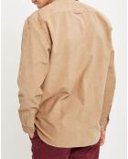 Chemise regular en Velours milleraies beige