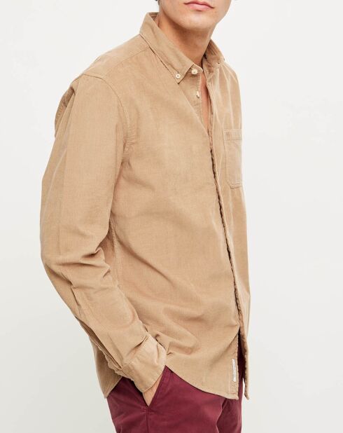 Chemise regular en Velours milleraies beige