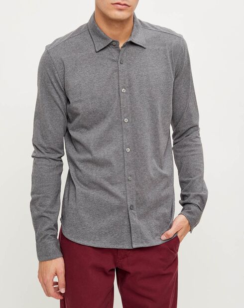 Chemise Polo en Jersey gris chiné