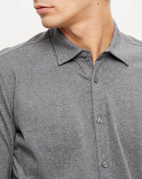 Chemise Polo en Jersey gris chiné