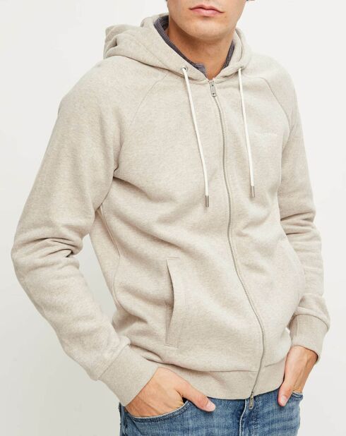 Sweat zippé à capuche écru