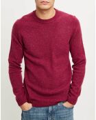 Pull en Laine mélangée chinée col rond bordeaux