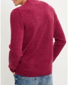 Pull en Laine mélangée chinée col rond bordeaux