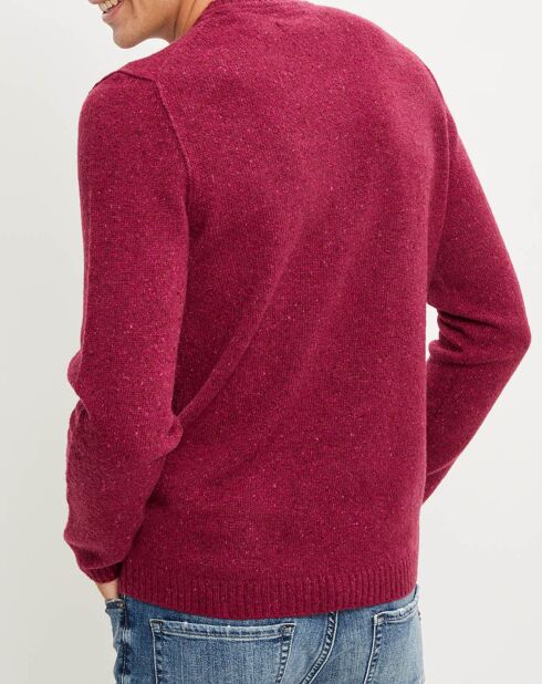 Pull en Laine mélangée chinée col rond bordeaux