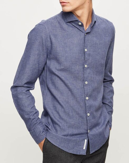 Chemise slim micro imprimée bleu marine