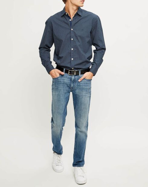 Chemise regular imprimée allover bleu marine