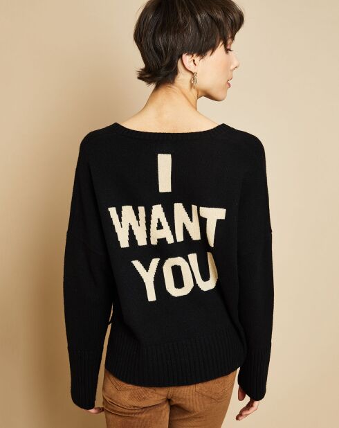 Pull en Laine mélangée Peanuts noir