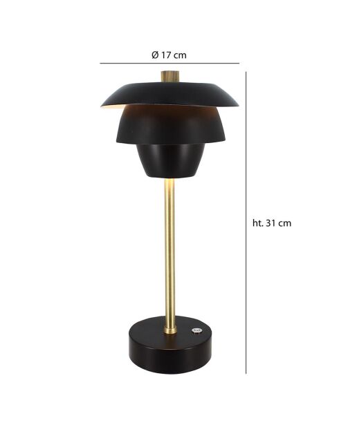 Lampe de table rechargeable moxy noir/doré - 17x31 cm