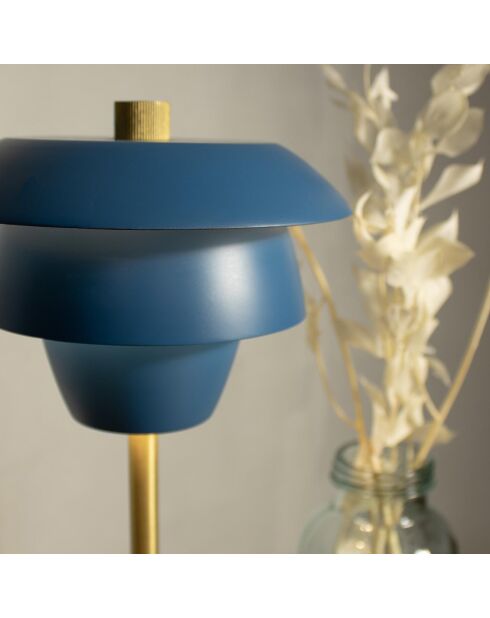 Lampe de table rechargeable moxy bleu/doré - 17x31 cm