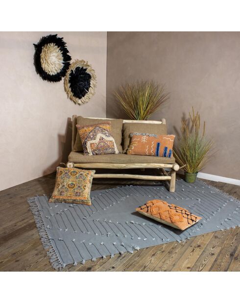 Tapis en coton noos bleu/gris - 120x180 cm