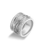 Rieten ring van gerhodineerd zilver en zirkonia