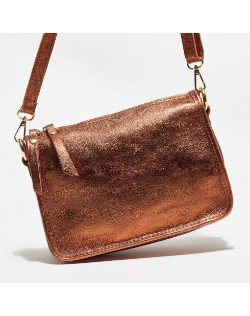 Sac bandoulière en Cuir Vero bronze - 25x18,5x12 cm