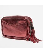 Sac bandoulière en Cuir Pat bordeaux métallique - 10x18x5 cm