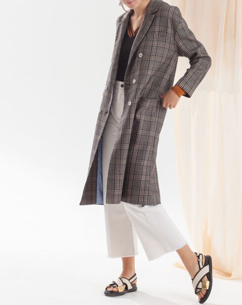 Manteau Magritte imprimé Prince de Galles bleu marine/marron