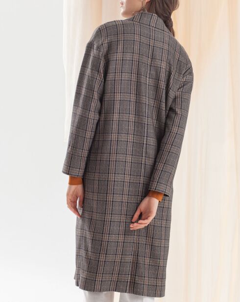 Manteau Magritte imprimé Prince de Galles bleu marine/marron