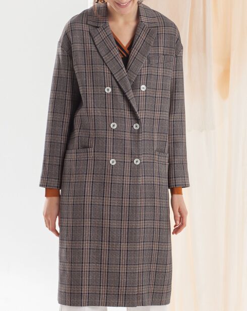 Manteau Magritte imprimé Prince de Galles bleu marine/marron