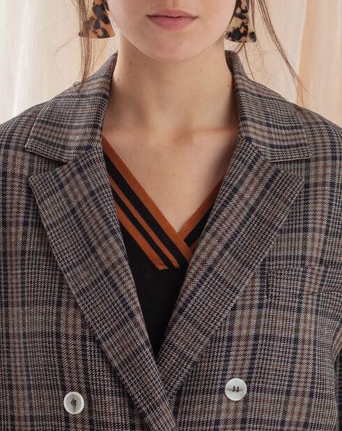 Manteau Magritte imprimé Prince de Galles bleu marine/marron
