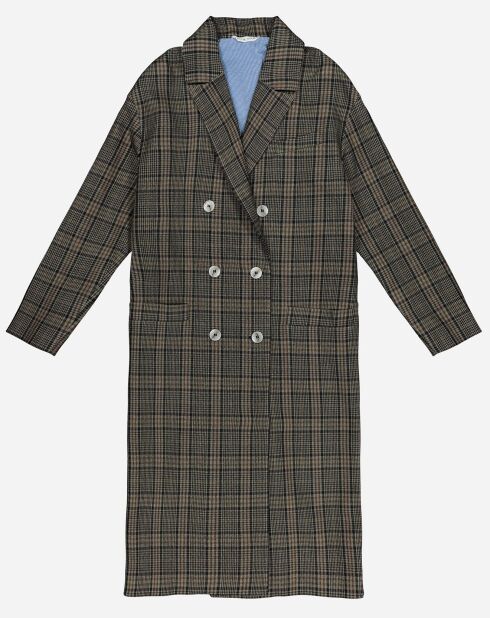 Manteau Magritte imprimé Prince de Galles bleu marine/marron