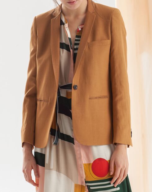 Veste blazer en Lin mélangé Vana camel