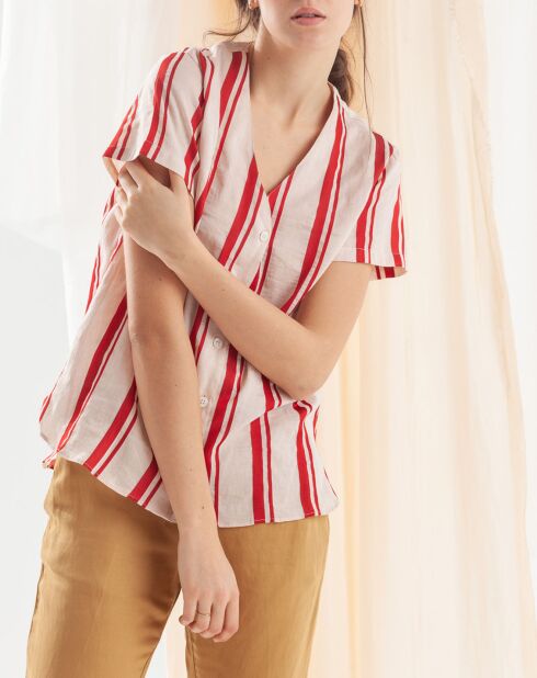 Blouse en Lin mélangé Cairo à rayures  rouge