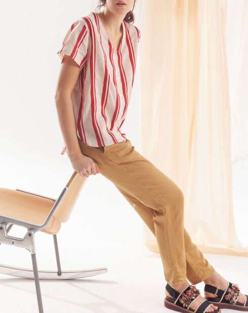 Blouse en Lin mélangé Cairo à rayures  rouge