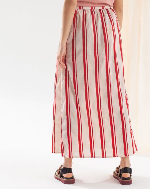Jupe en Lin mélangé June à rayures  rouge