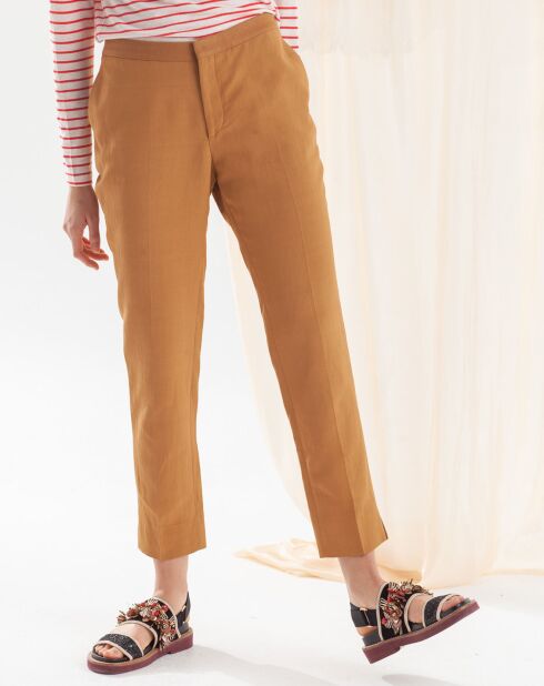 Prescott Hose aus kamelfarbenem Leinengemisch