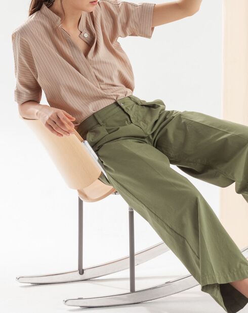Blouse Bianca fines rayures beige