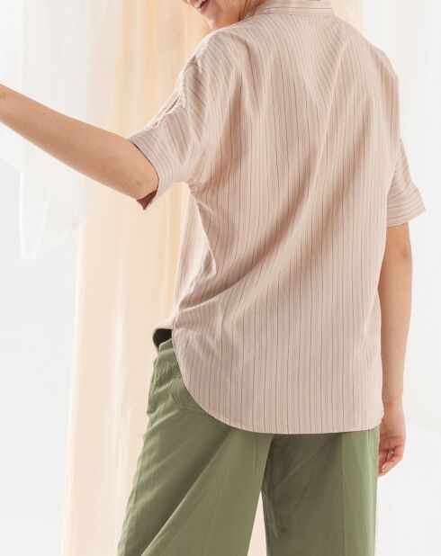 Blouse Bianca fines rayures beige