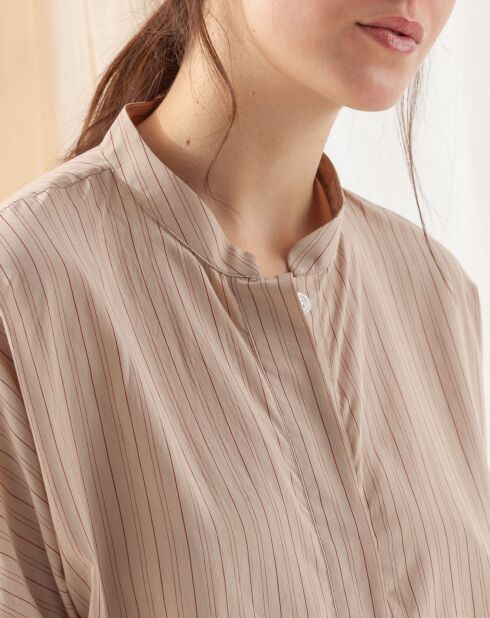 Blouse Bianca fines rayures beige