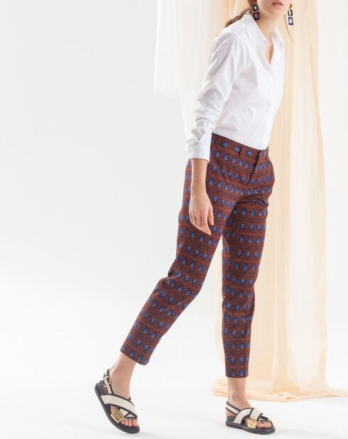 Bedruckte Hose Prisca braun/blau