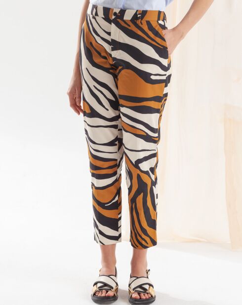 Pantalon Edward camel/noir/blanc