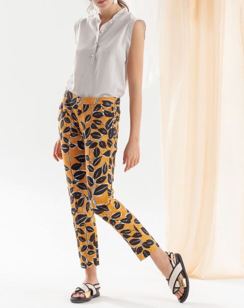 Priscille broek met okerkleurige print