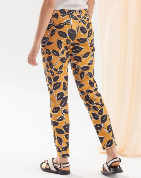 Priscille broek met okerkleurige print