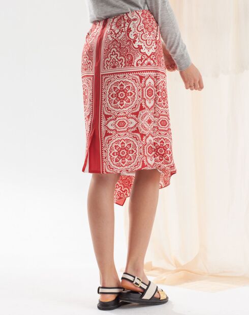 Jupe 100% Soie Juba imprimée rouge