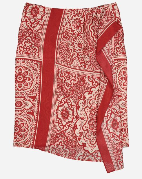 Jupe 100% Soie Juba imprimée rouge