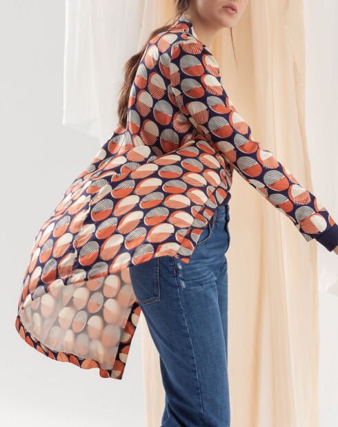 Sopramicia/abito con stampa di Murano blu scuro/rosa/bianco