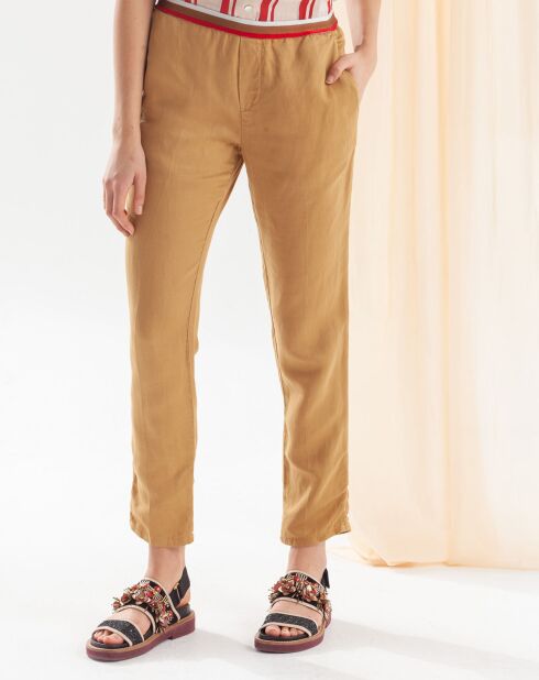 Hose aus Leinenmischung in Fuchsbeige