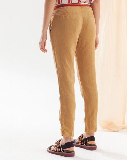 Hose aus Leinenmischung in Fuchsbeige