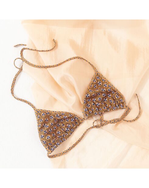 Top de baño Arielle con estampado camel/azul marino