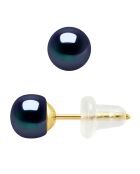 Boucles d'oreilles en Or jaune & Perles d'Eau Douce boutons black tahiti